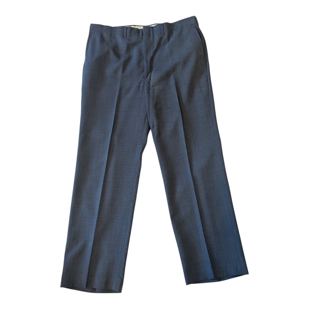 VTG Imperial By Haggar Brushed Dark Gray Poly Wool Blend Flat Front Men's Pants